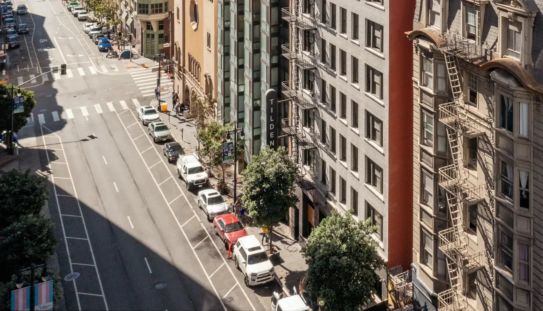 The Tilden Hotel seen from above, in downtown San Francisco